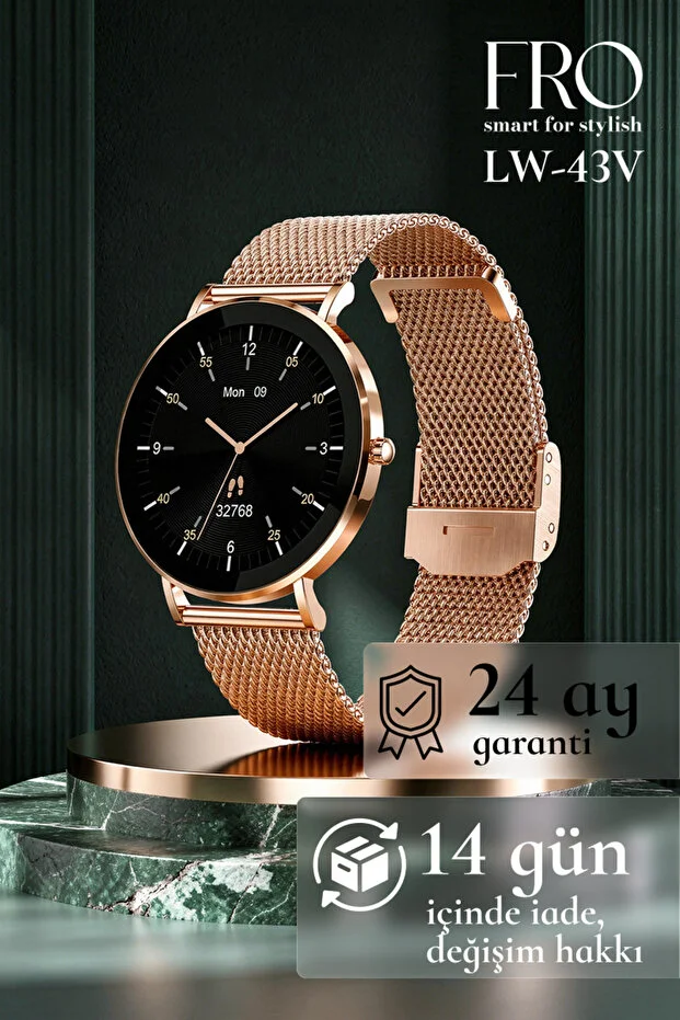 FRO Lw-43v Ultra Ince Şık Akıllı Saat,sağlık Takibi, Uzun Şarj Süresi